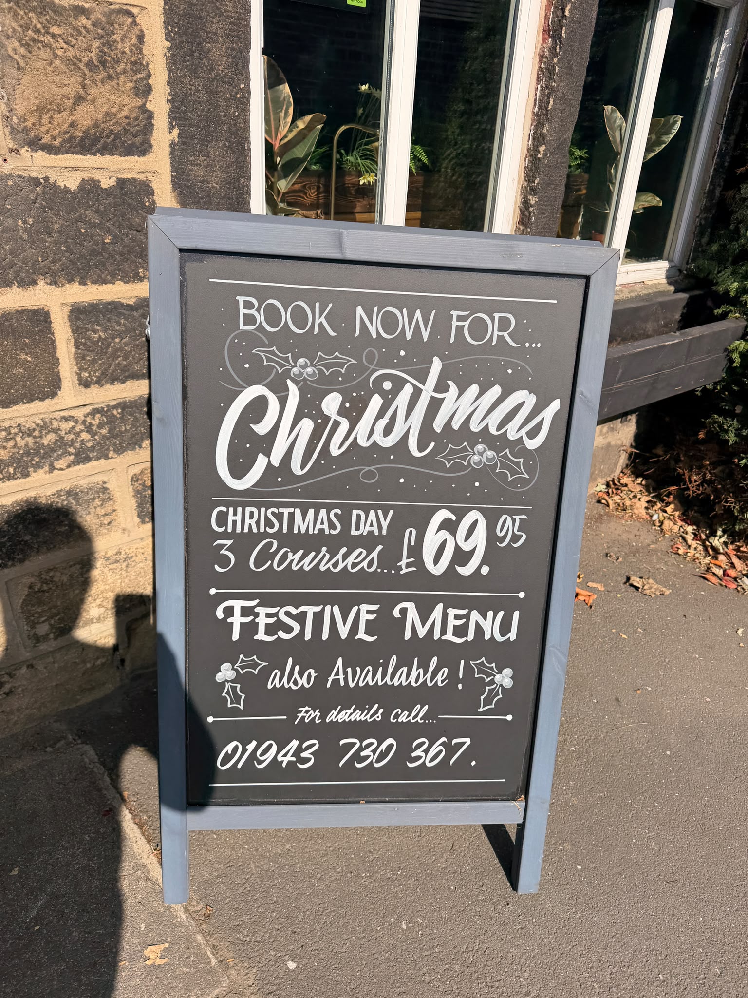 Christmas Day and festive menu chalkboard