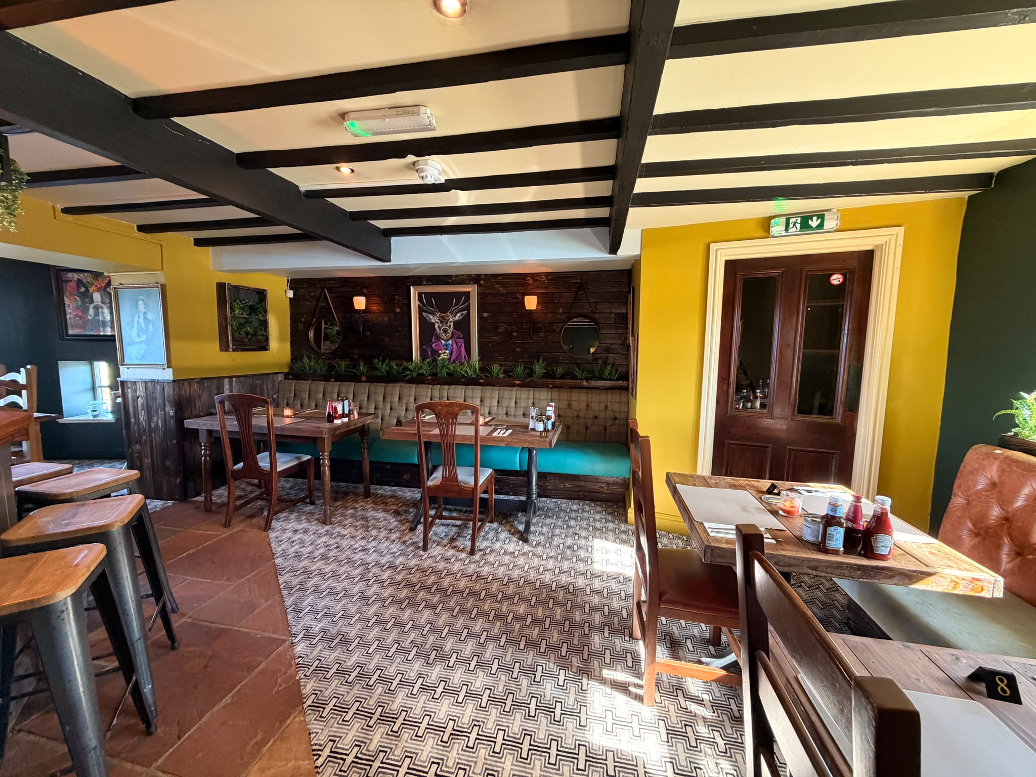Main dining room with banquette seating