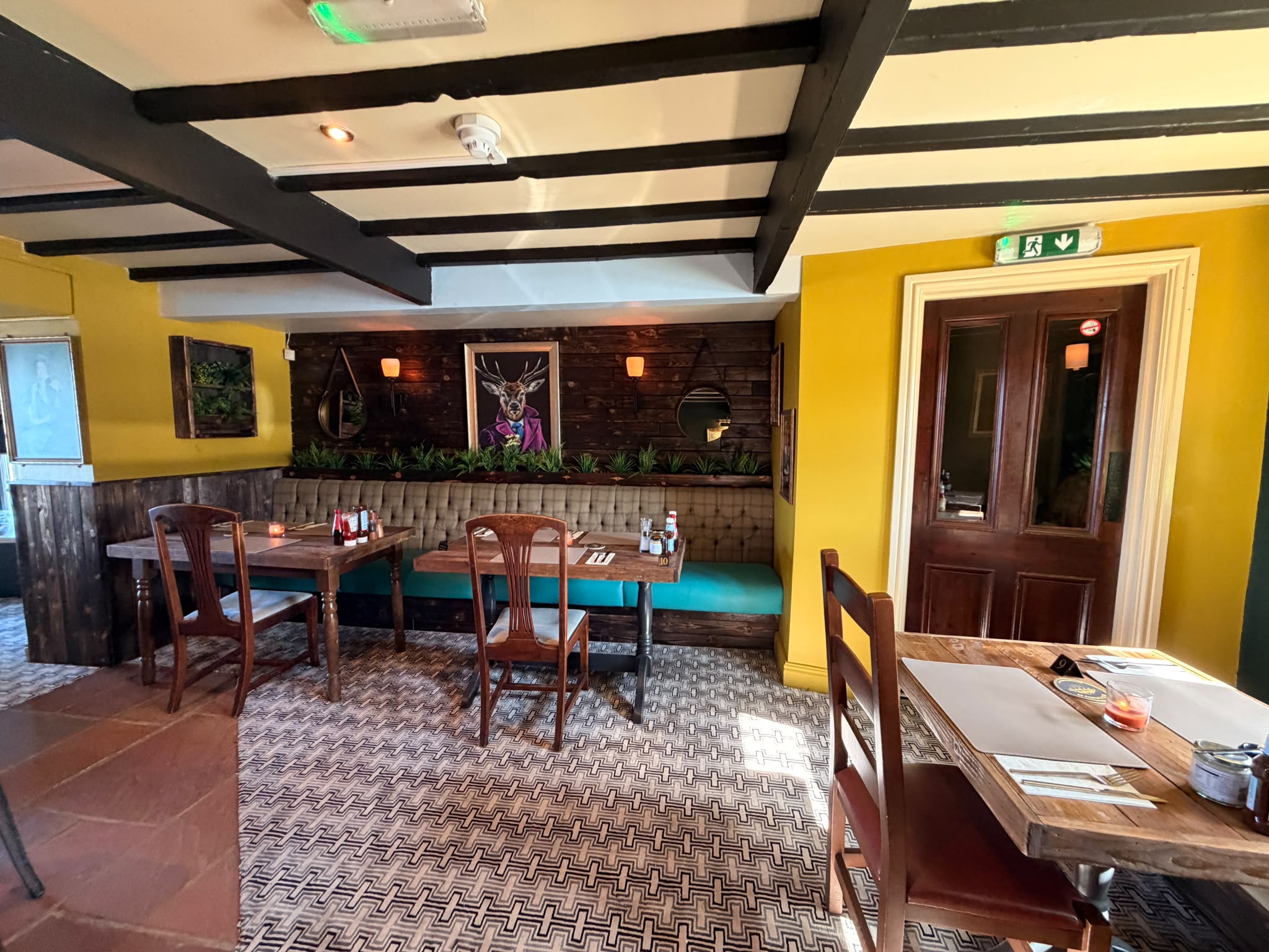 Dining room tables set ready for guests